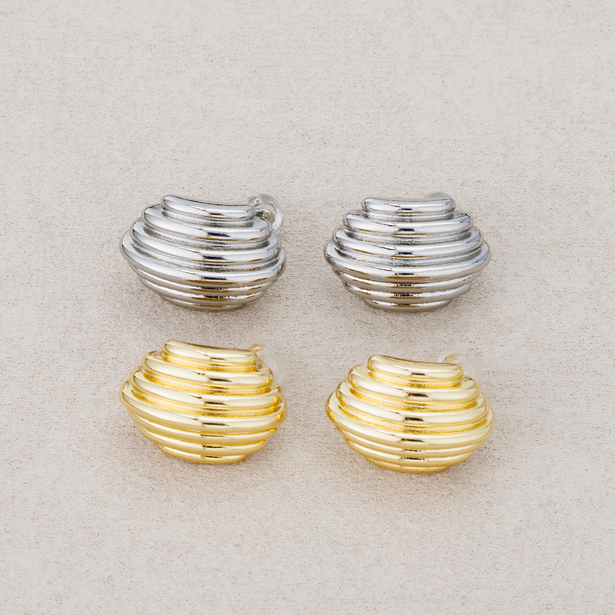 Launch Promo: 24K Gold PVD Stainless Steel Chunky Ribbed Stud Earring | Sold Each