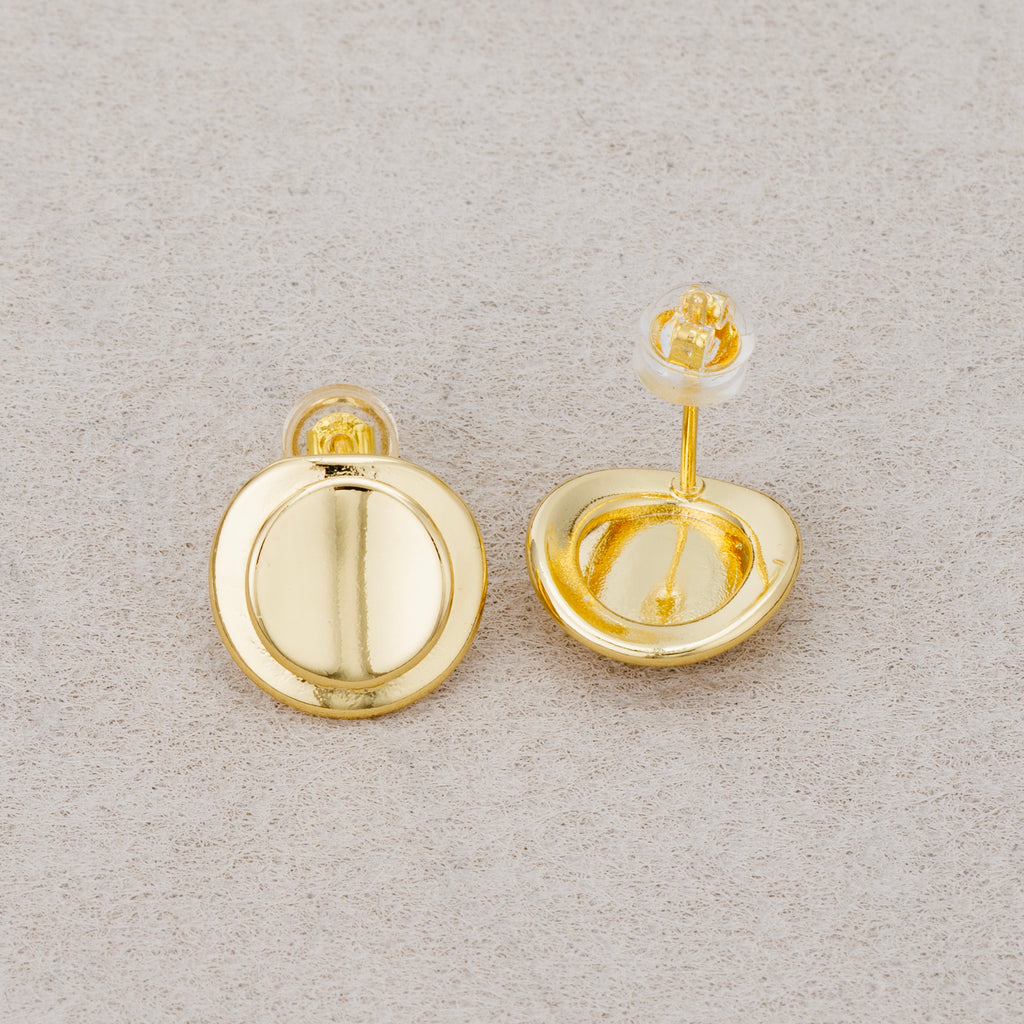 Launch Promo: 24K Gold PVD Stainless Steel Minimalist Round Disc Stud Earring | Sold Each