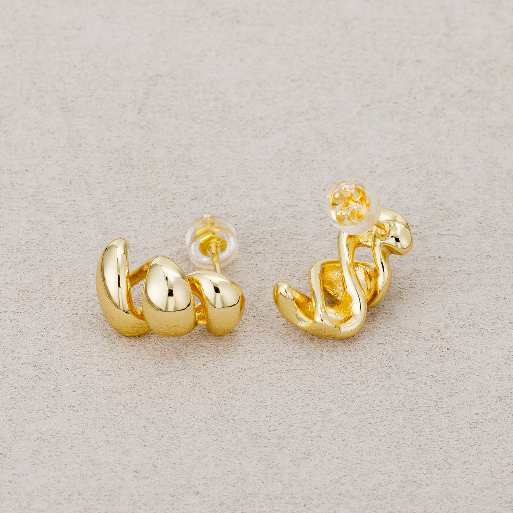 Launch Promo: 24K Gold PVD Stainless Steel Minimalist Spiral Stud Earring in Gold & Silver | Sold Each