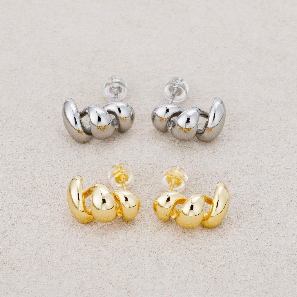 Launch Promo: 24K Gold PVD Stainless Steel Minimalist Spiral Stud Earring in Gold & Silver | Sold Each