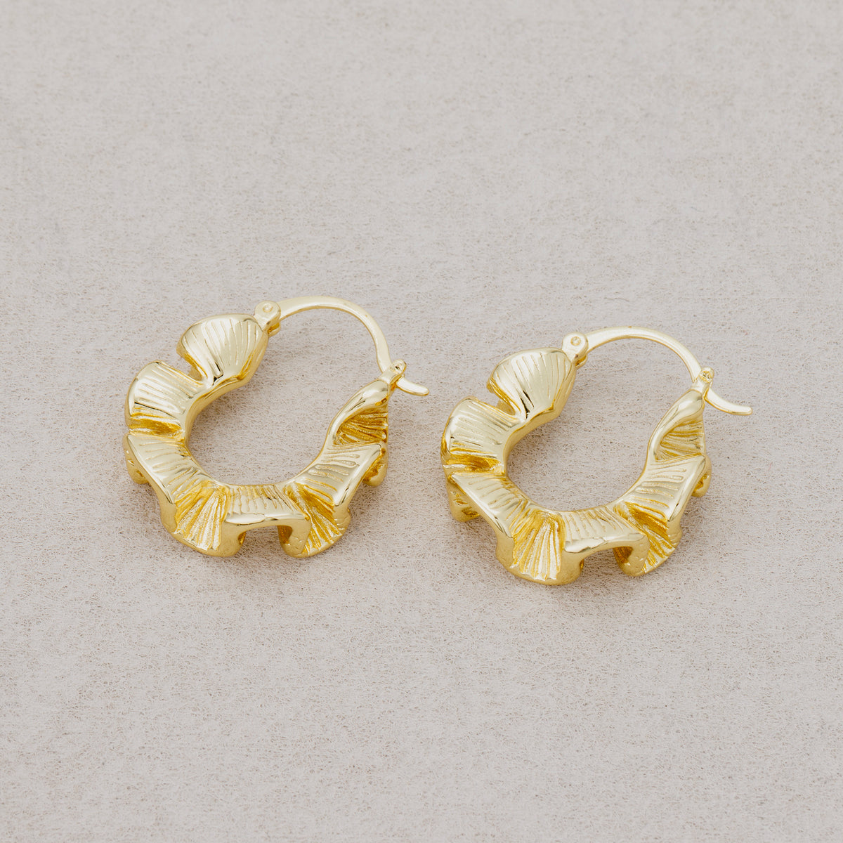 Launch Promo: 24K Gold PVD Stainless Steel Ribbed Irregular Ribbon Hoop Earring | Sold Each