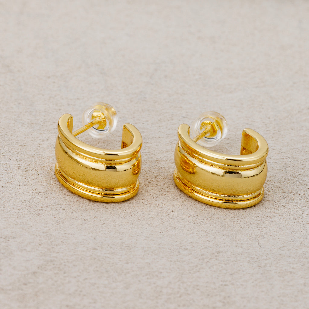 Launch Promo: 24K Gold PVD Stainless Steel Interlocking Concave Chunky C Hoop Earring in Gold & Silver | Sold Each