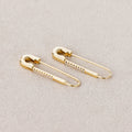 Launch Promo: 14K Gold PVD Stainless Steel Micro Paved CZ Safety Pin Earring