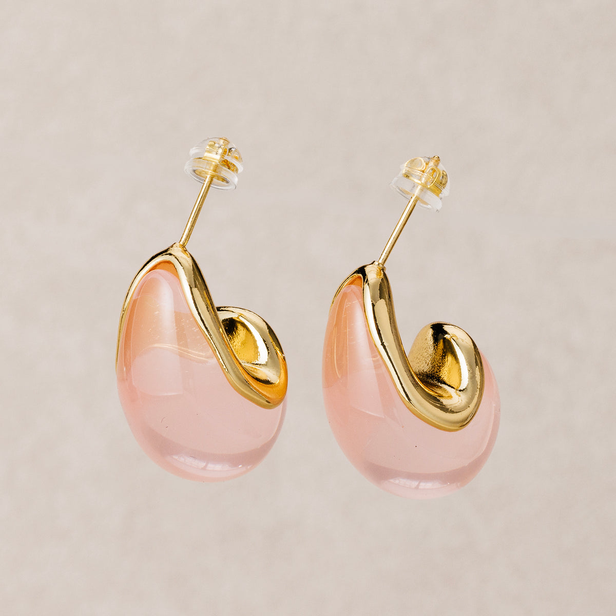 Launch Promo: 24K Gold PVD Stainless Steel Marble Acrylic Resin Teardrop Stud Earring | Sold Each