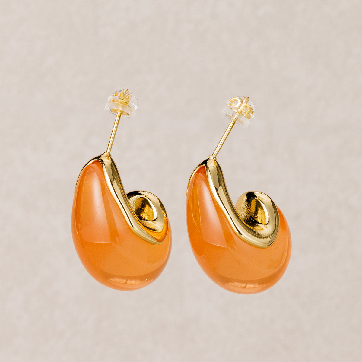 Launch Promo: 24K Gold PVD Stainless Steel Marble Acrylic Resin Teardrop Stud Earring | Sold Each
