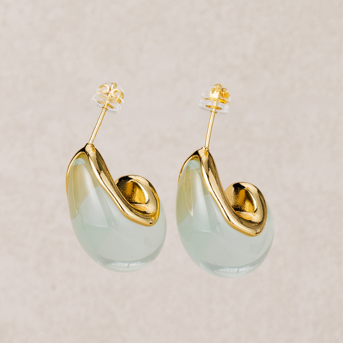 Launch Promo: 24K Gold PVD Stainless Steel Marble Acrylic Resin Teardrop Stud Earring | Sold Each