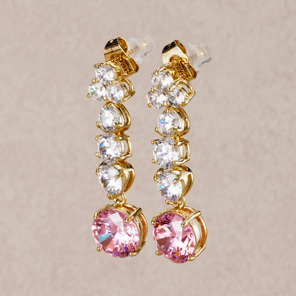 Launch Promo: 14K Gold PVD Stainless Steel Colorful Round CZ Drop Stud Earring