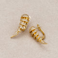 14K Gold Plated Micro Paved CZ Sparkling Fishbone Huggie Hoop Earring