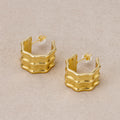 24K Gold Plated Textured Wavy Ridged C Hoop Earrings