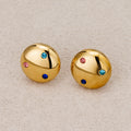 Gold PVD Stainless Steel Multi-Color CZ Puffy Dome Stud Earrings