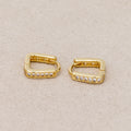 14K Gold Plated Micro Paved CZ Triangle Huggie Hoop Earrings