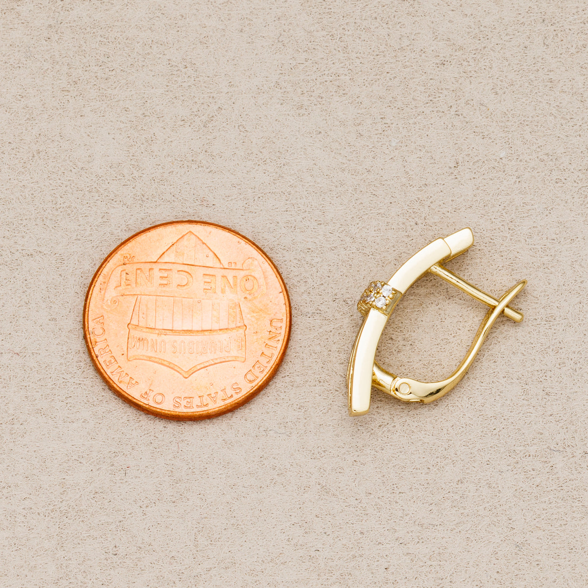 14K Gold Plated Baguette and Round CZ Double Bar Hoop Earrings