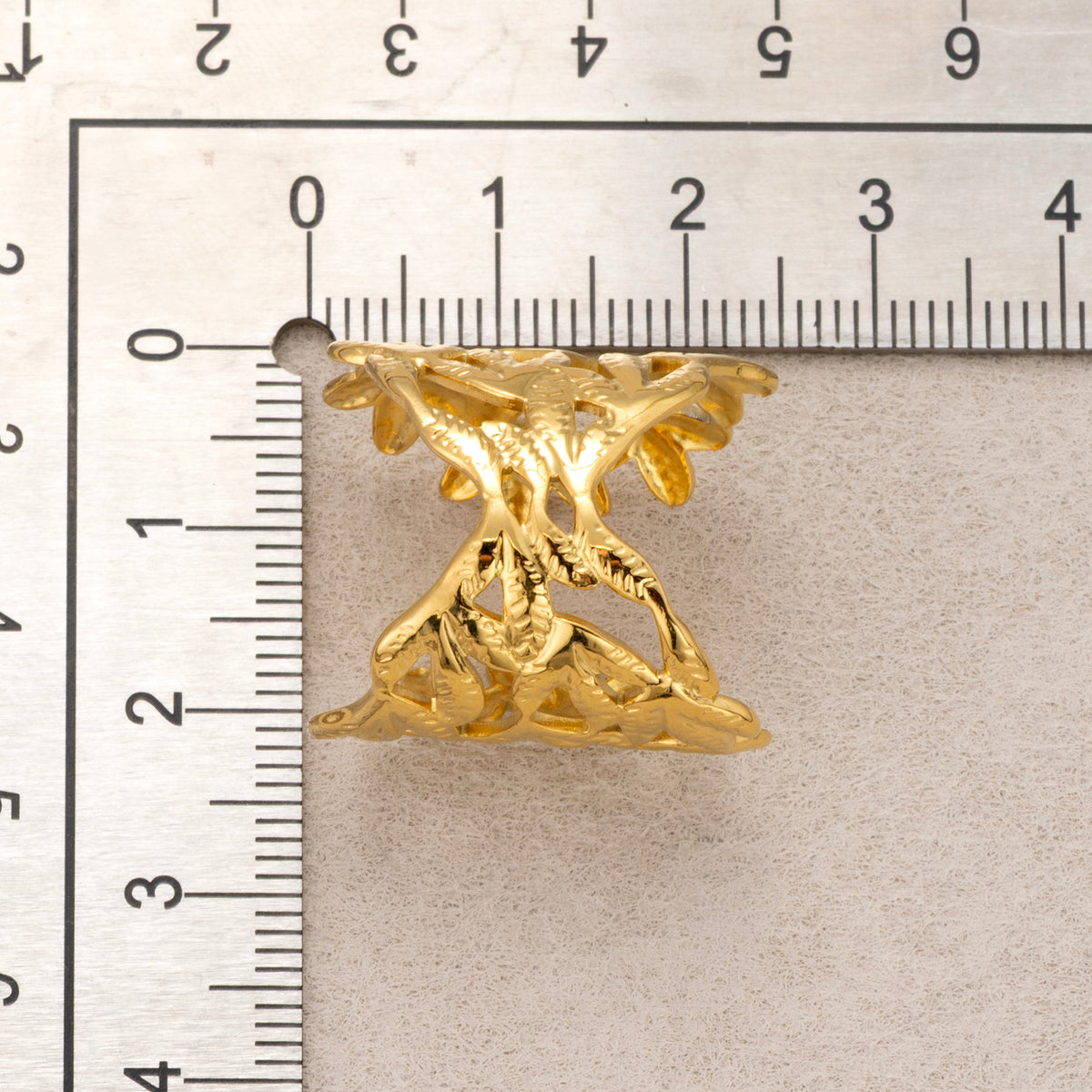Gold PVD Stainless Steel Leaf Branch Adjustable Statement Ring