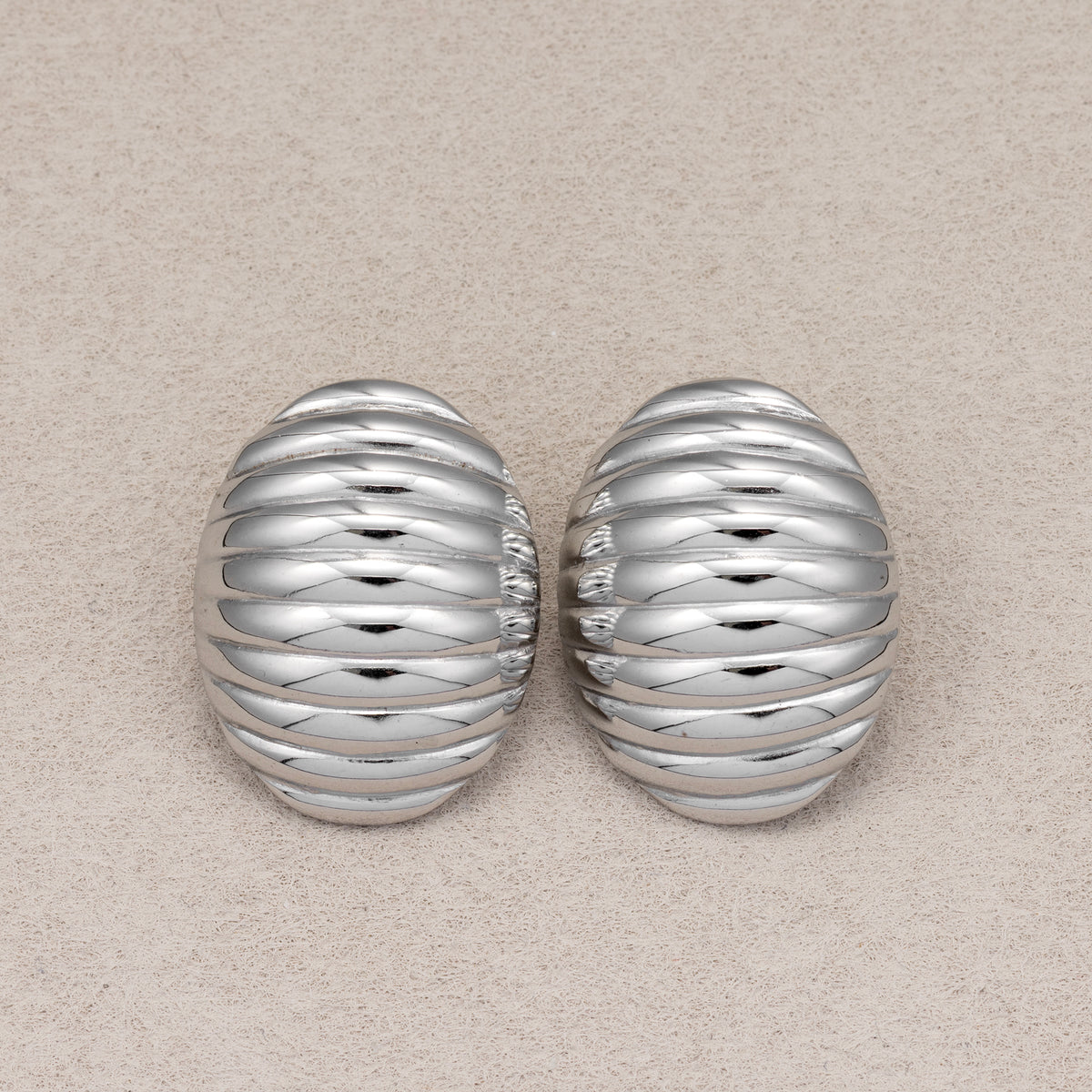 Gold PVD Stainless Steel Vintage Ribbed Dome Stud Earrings