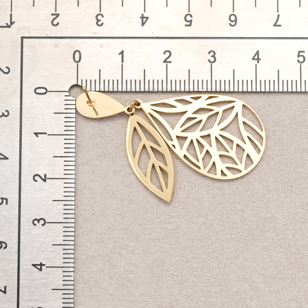 Gold PVD Stainless Steel Plain Flat Teardrop Stud Earrings