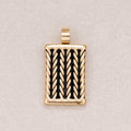 Gold PVD Stainless Steel Wheat Pattern Rectangular Tag Pendants