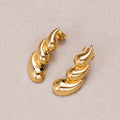 Gold PVD Stainless Triple Spiral Teardrop Stud Earrings