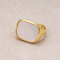 24K Gold Plated Vintage Mother of Pearl Signet Ring Adjustable Ring