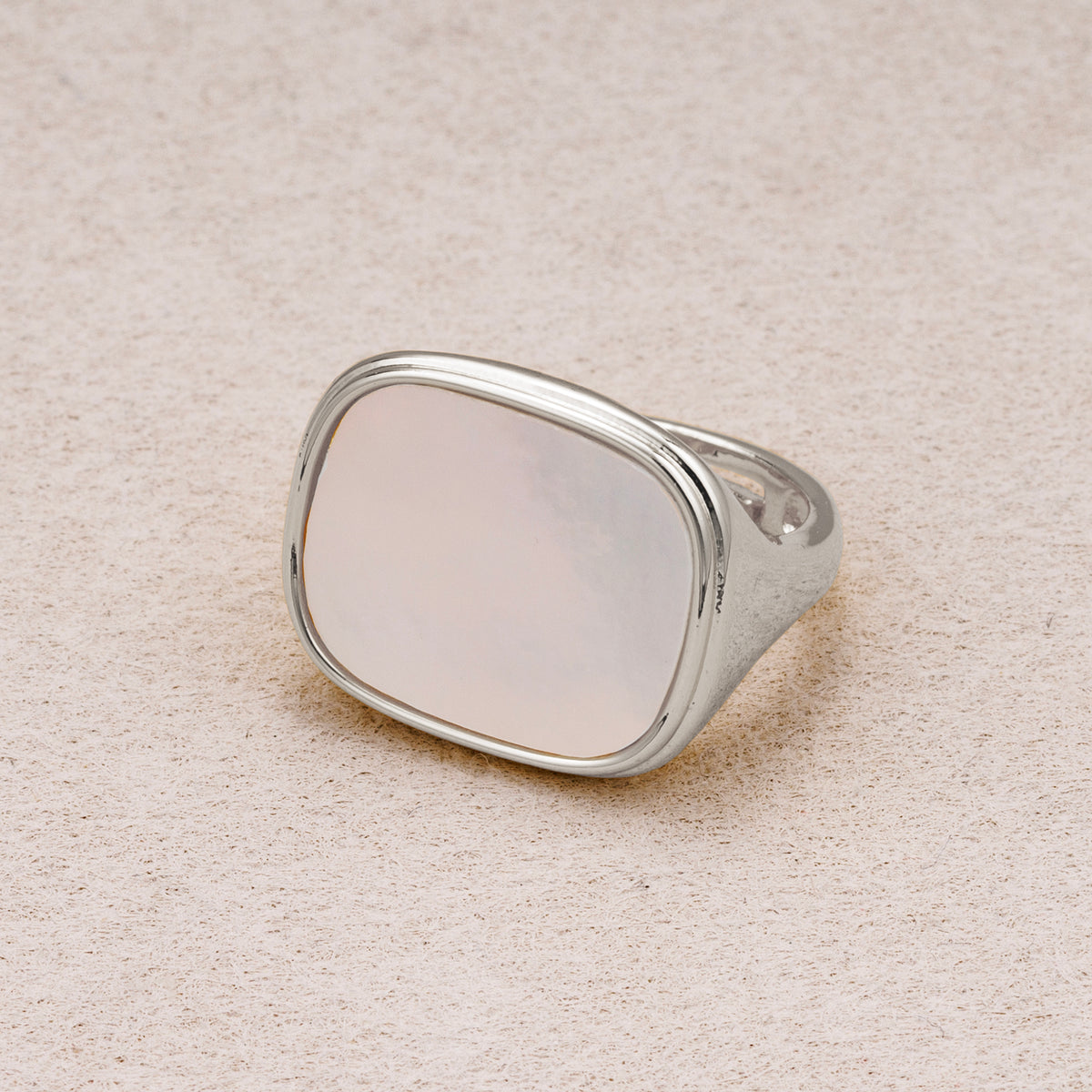 24K Gold Plated Vintage Mother of Pearl Signet Ring Adjustable Ring