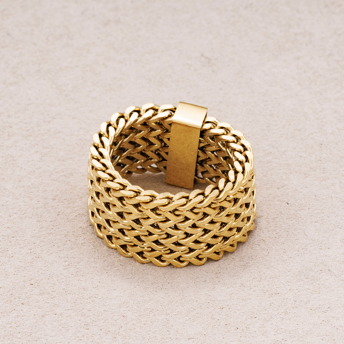 Gold PVD Stainless Steel Plain Cuban Link Ring