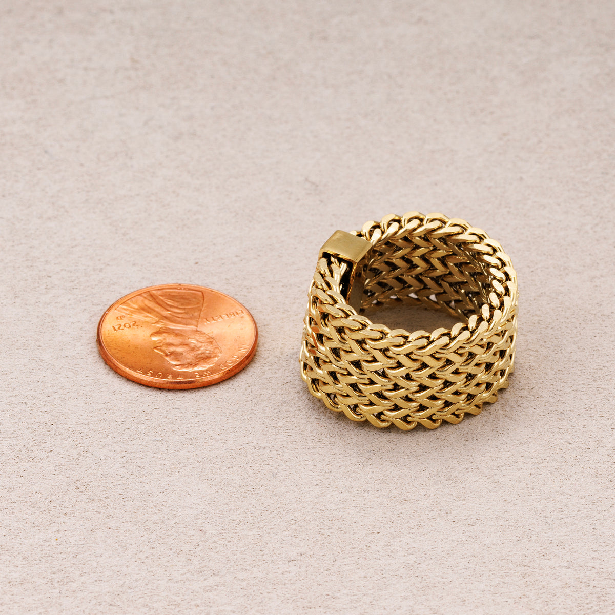 Gold PVD Stainless Steel Plain Cuban Link Ring