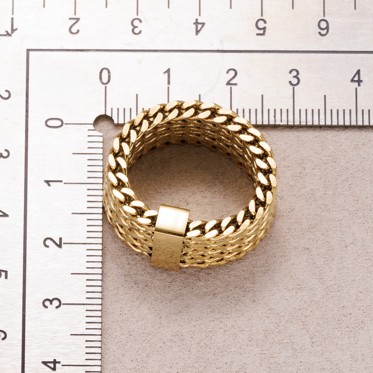 Gold PVD Stainless Steel Plain Cuban Link Ring