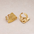 Gold PVD Stainless Steel Hammered Triangle Statement Adjustable Ring