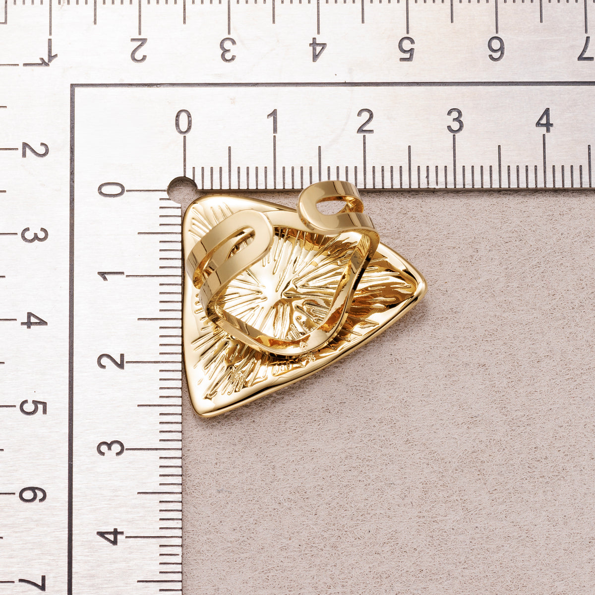 Gold PVD Stainless Steel Hammered Triangle Statement Adjustable Ring