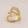 24K Gold Plated Micro Paved CZ Love Heart Open Adjustable Ring
