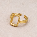 Gold PVD Stainless Steel Rectangular Double Line Adjustable Ring