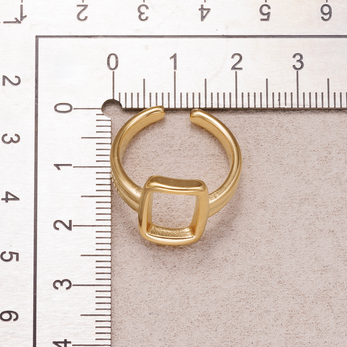 Gold PVD Stainless Steel Rectangular Double Line Adjustable Ring