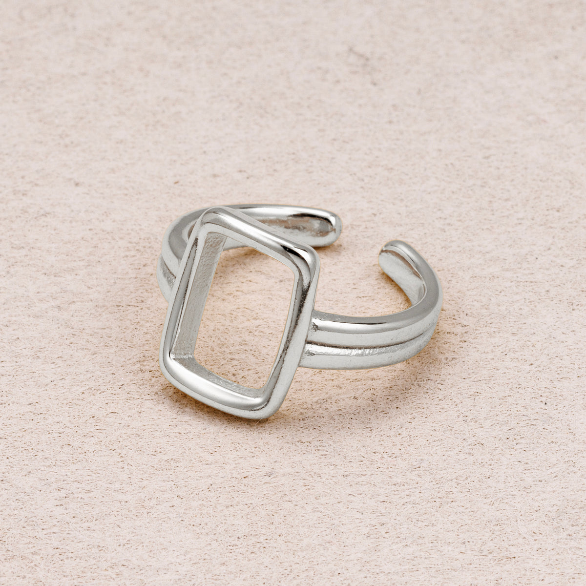 Gold PVD Stainless Steel Rectangular Double Line Adjustable Ring