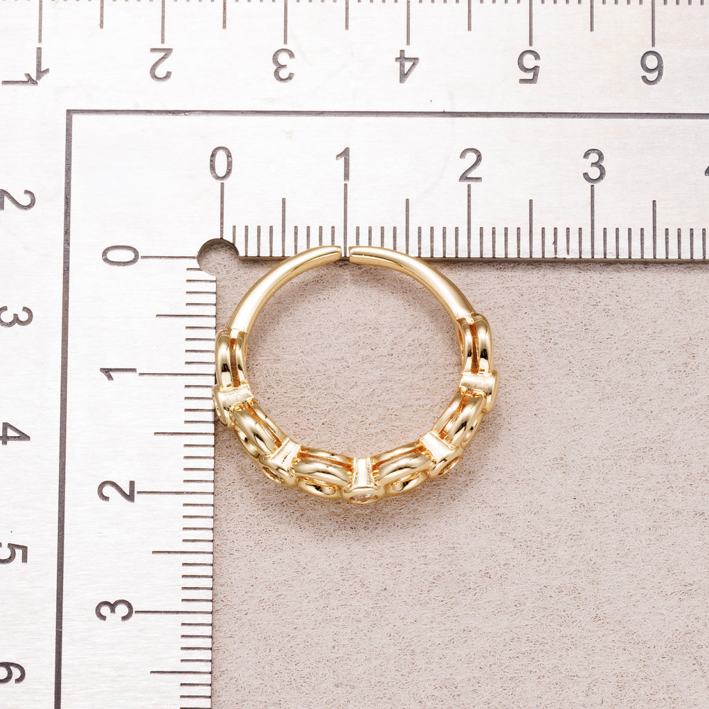 16K Gold Plated Clear CZ Interlocking Circle Adjustable Ring