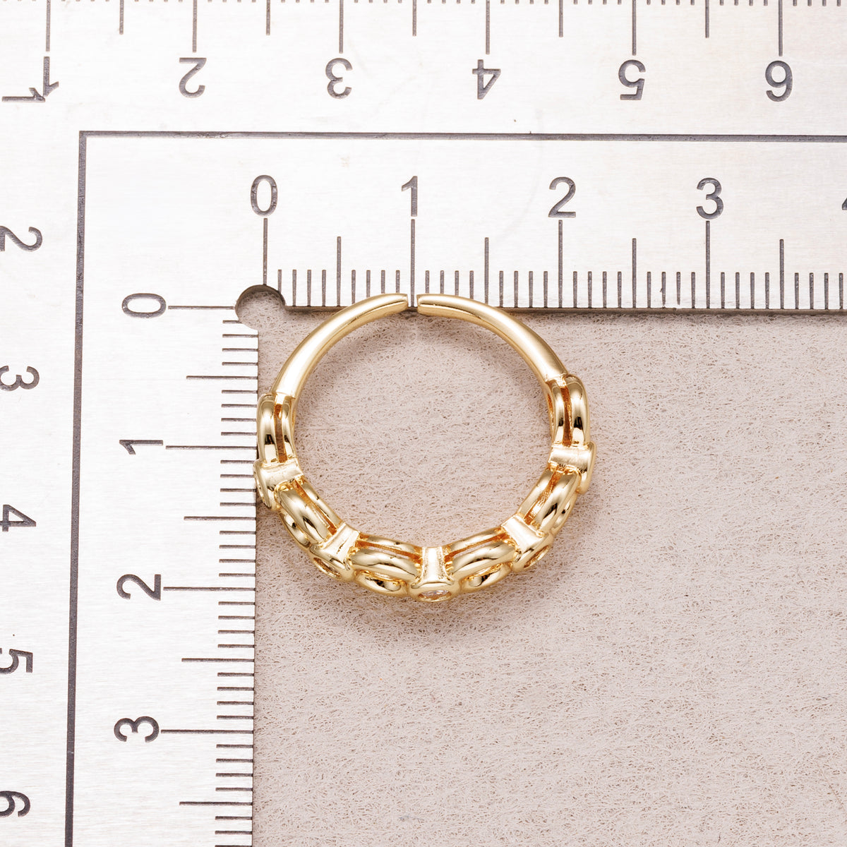 16K Gold Plated Clear CZ Interlocking Circle Adjustable Ring