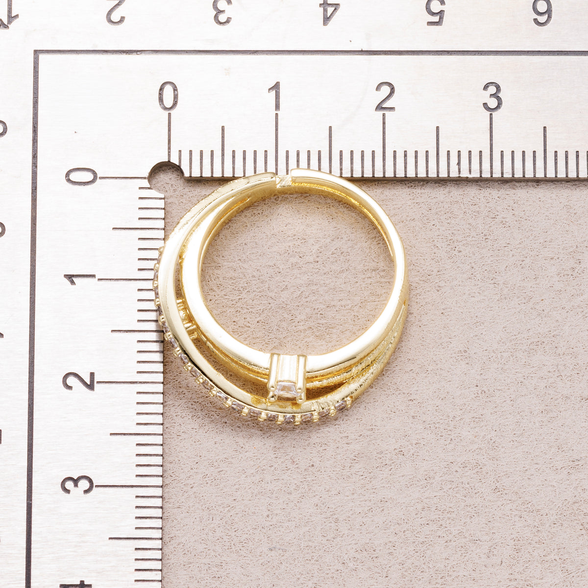 24K Gold Plated Micro Paved CZ Double Knot Adjustable Ring