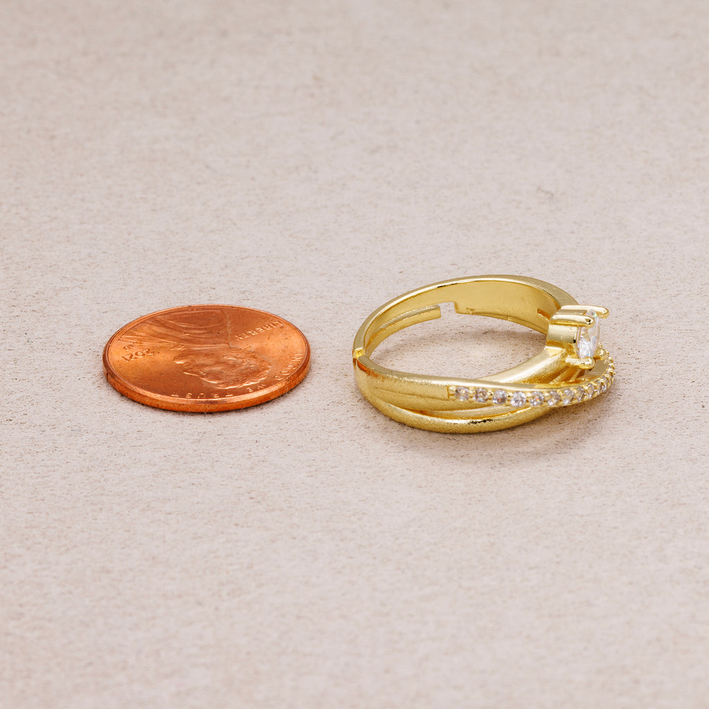 24K Gold Plated Micro Paved CZ Knot Adjustable Ring