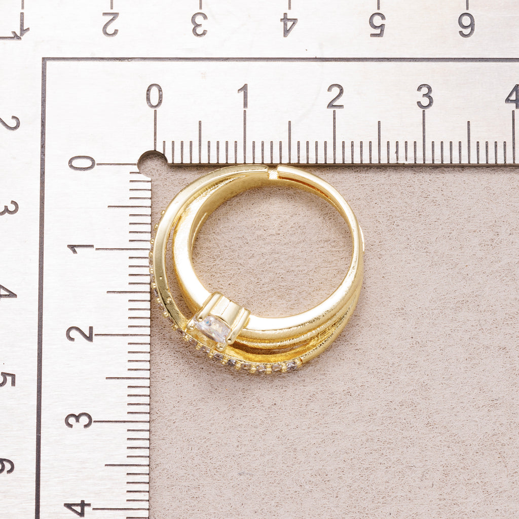 24K Gold Plated Micro Paved CZ Knot Adjustable Ring