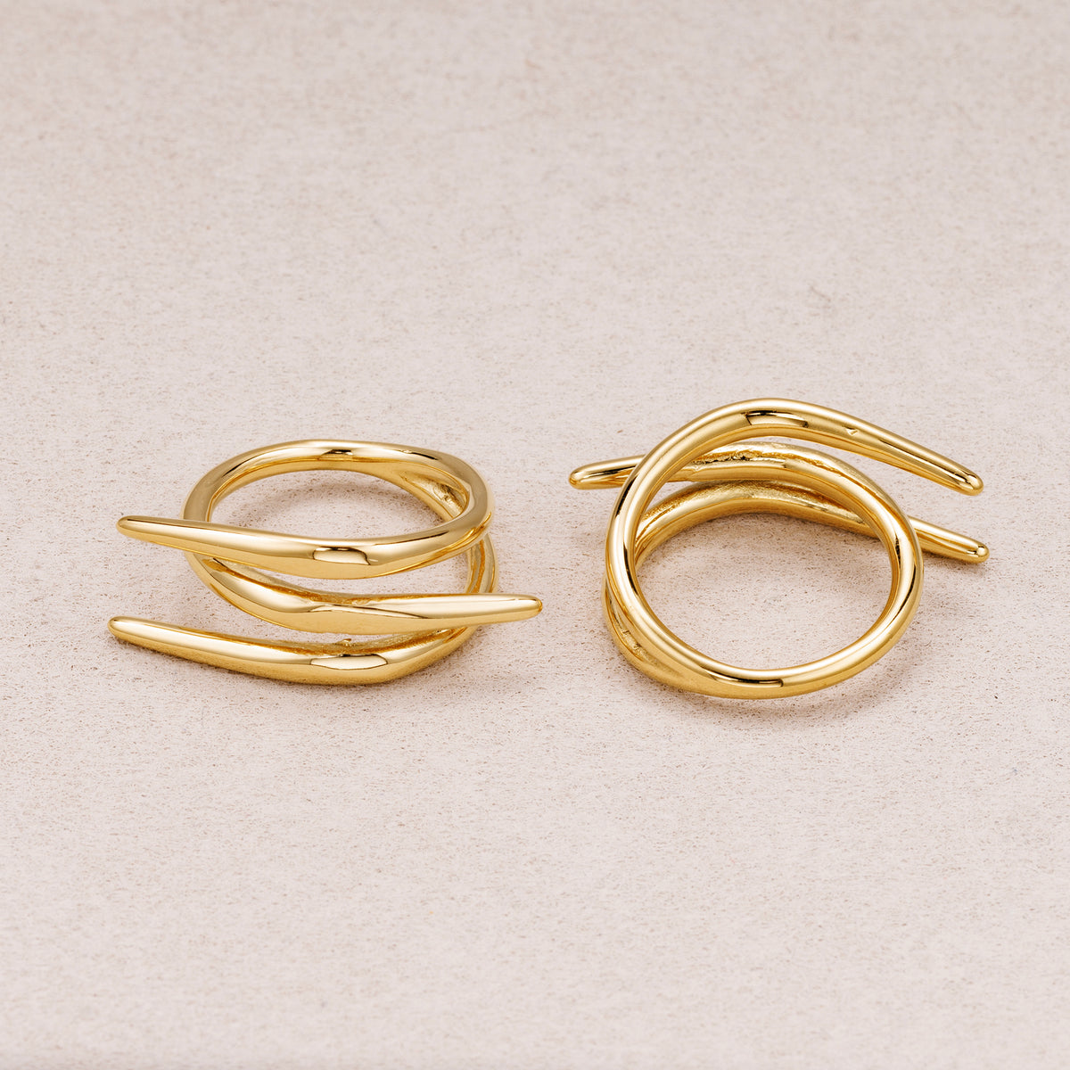 Gold PVD Stainless Steel Triple Spiral Claw Adjustable Ring