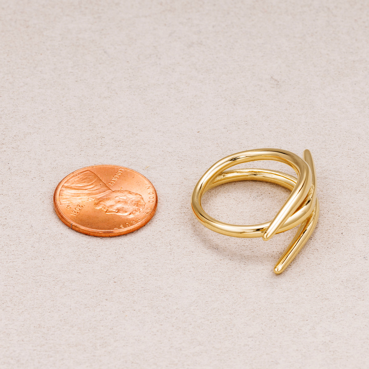 Gold PVD Stainless Steel Triple Spiral Claw Adjustable Ring