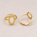 24K Gold Plated Textured Lunar Oval Adjustable Ring