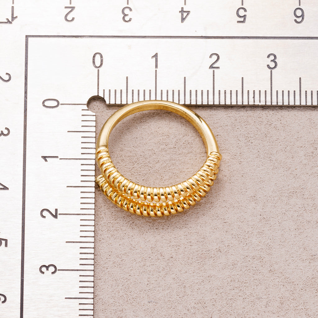 24K Gold Plated Ribbed Spiral Adjustable Ring