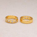 24K Gold Plated Multi Cut CZ Geometric Adjustable Ring