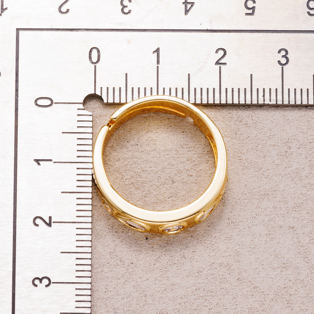 24K Gold Plated Multi Cut CZ Geometric Adjustable Ring