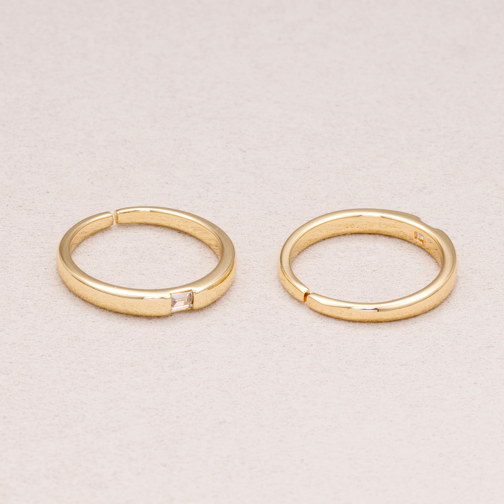 16K Gold Plated Solitaire CZ Geometric Adjustable Ring