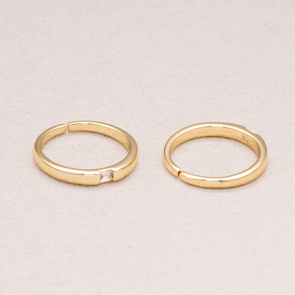 16K Gold Plated Solitaire CZ Geometric Adjustable Ring