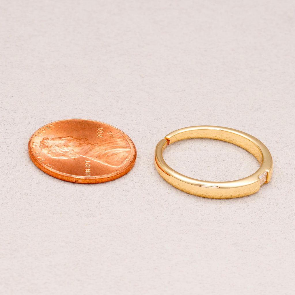 16K Gold Plated Solitaire CZ Geometric Adjustable Ring