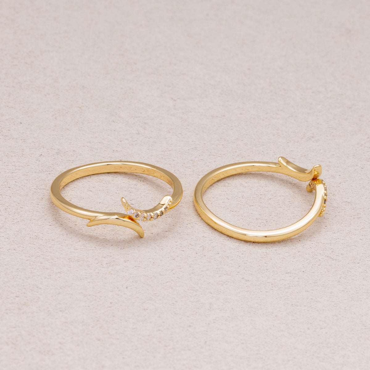 24K Gold Plated Crescent Moon Wrap Ring