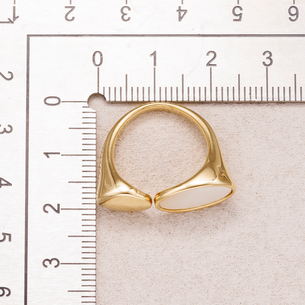 Gold PVD Stainless Steel Oval Mother of Pearl Open Bypass Ring