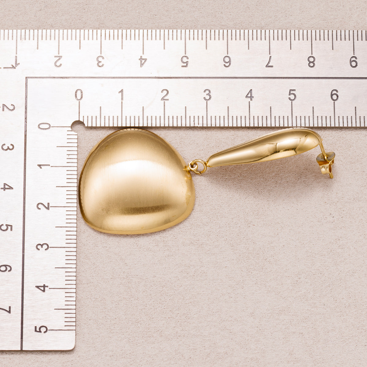 Gold PVD Stainless Steel Brushed Matte Organic Pebble Dangle Teardrop Stud Earrings