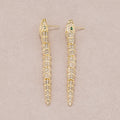 Gold PVD Stainless Steel Micro Paved CZ Serpent Ear Crawler Stud Earrings